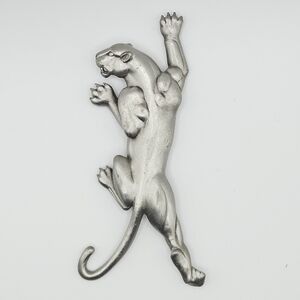 Vintage Pewter Panther Pin Signed JJ 1986 Tattoo Style